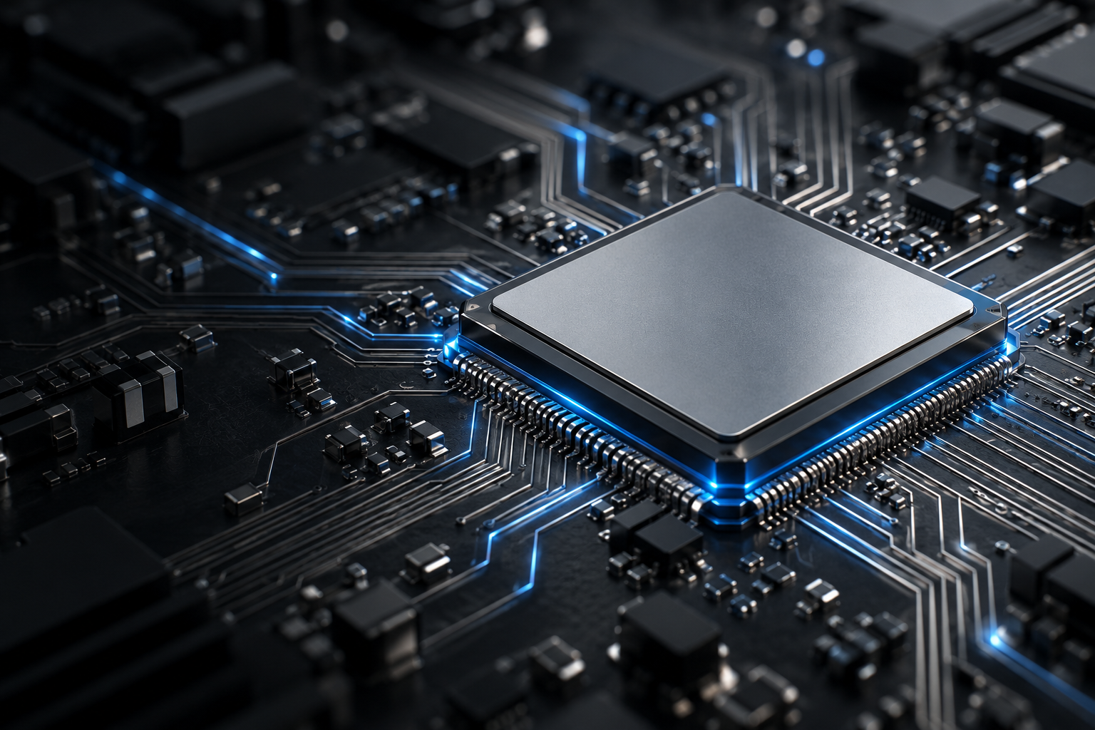 Concept image of an advanced semiconductor on a circuit substrate